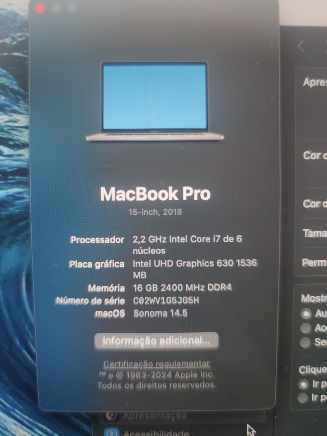 MacBook pro 15 " 2018