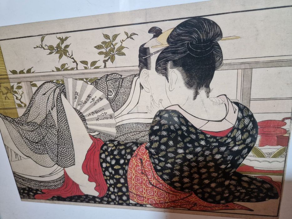 Gravura de tema Japonês adquirida no British Museum. Quadro em madeira