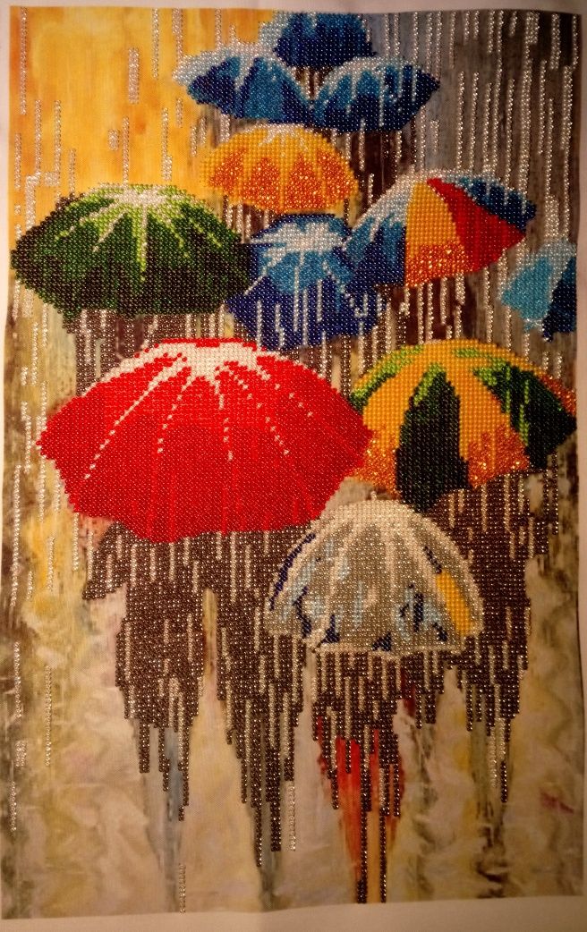 Картина бисером "Зонты"