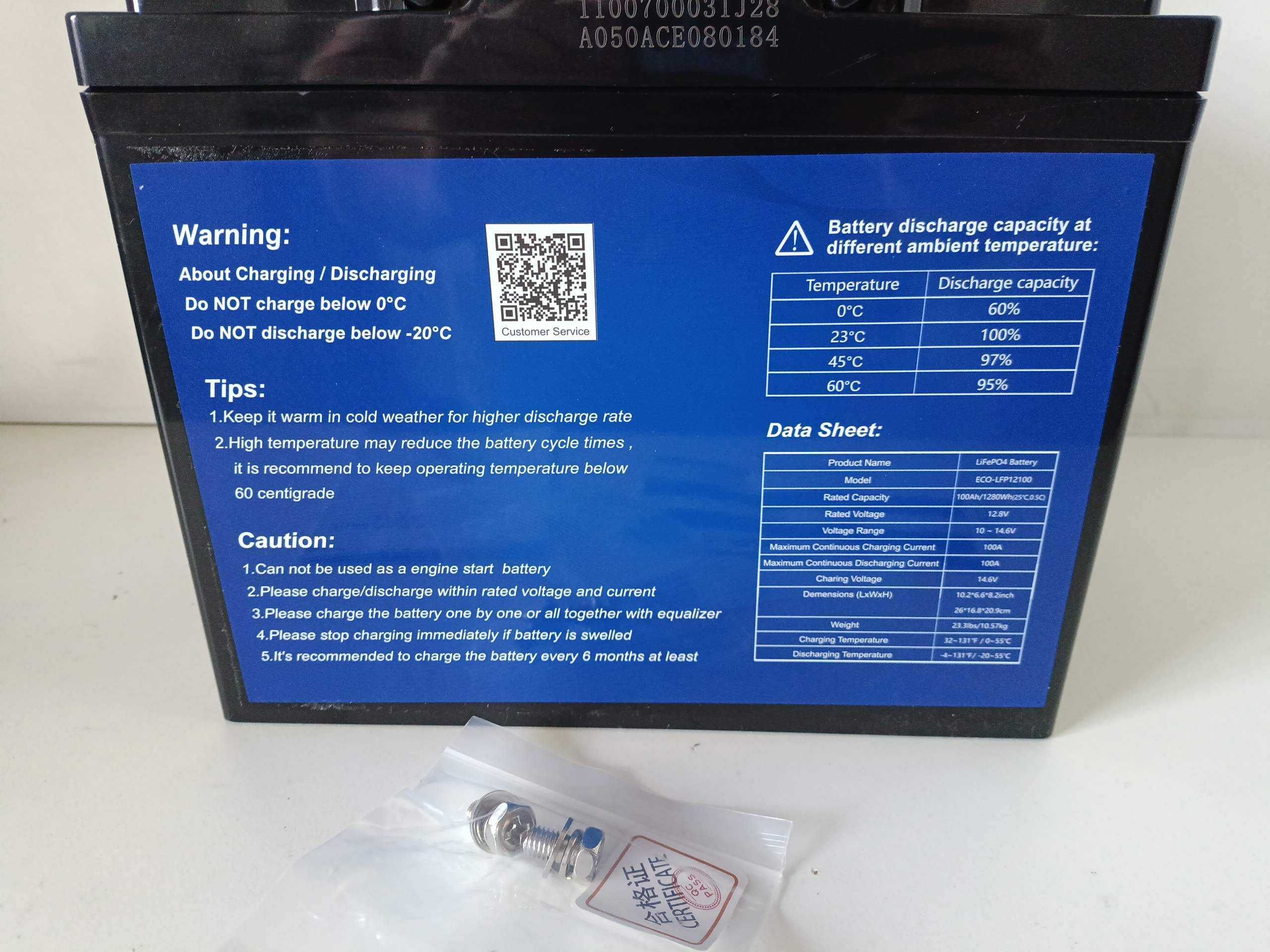 Аккумулятор 12V 100AH LiFePO4 1280Wh