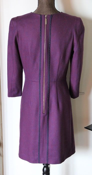 SIMPLE sukienka fioletowa z zamkiem zip wełna 34 xs 36 s