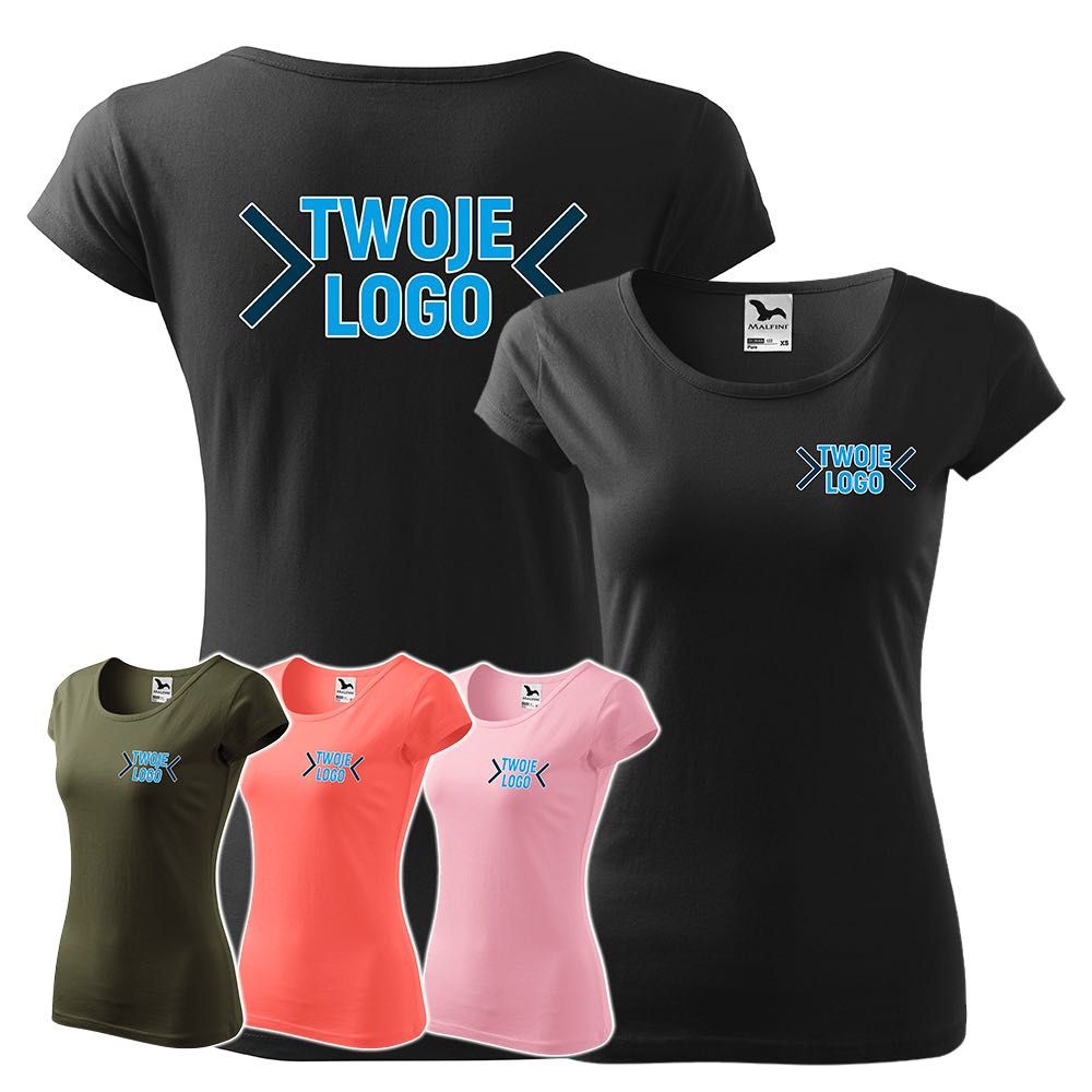Koszulka t-shirt z własnym nadrukiem logo tekst Malfini Pure damska