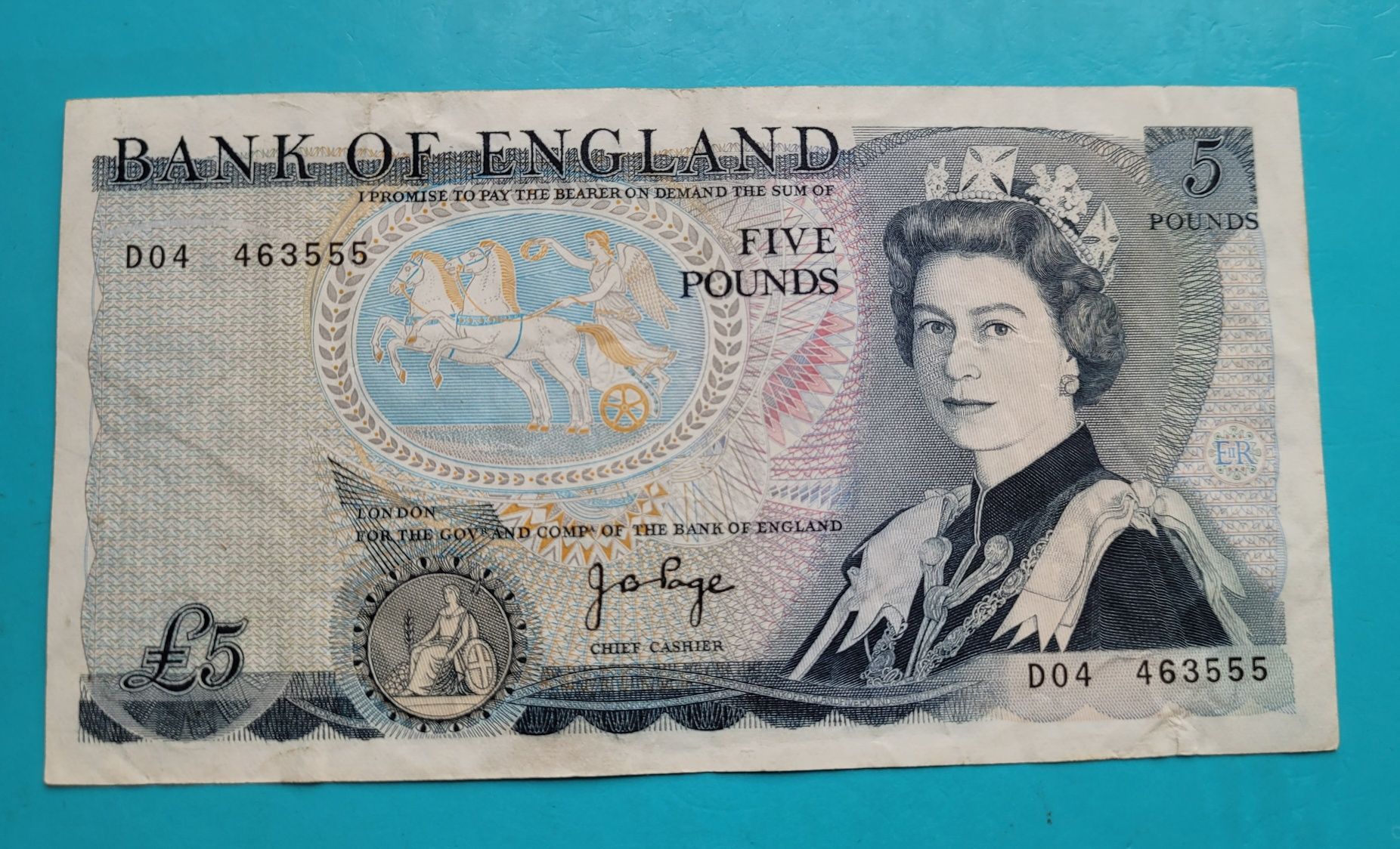 Banknot 5 funtów z 1973 - Elizabeth II - Wielka Brytania (550)