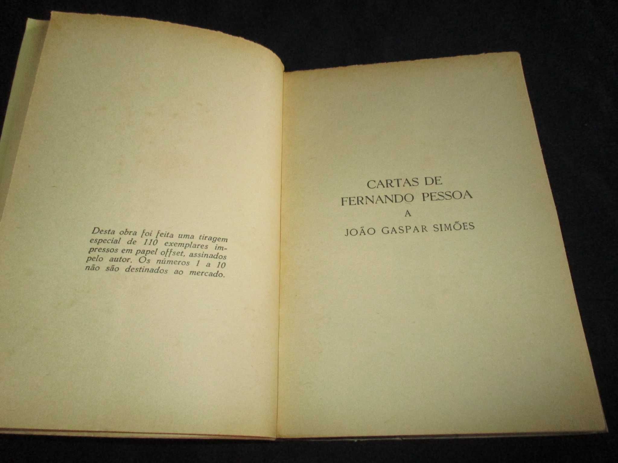 Livro Cartas de Fernando Pessoa a João Gaspar Simões 1ª edição