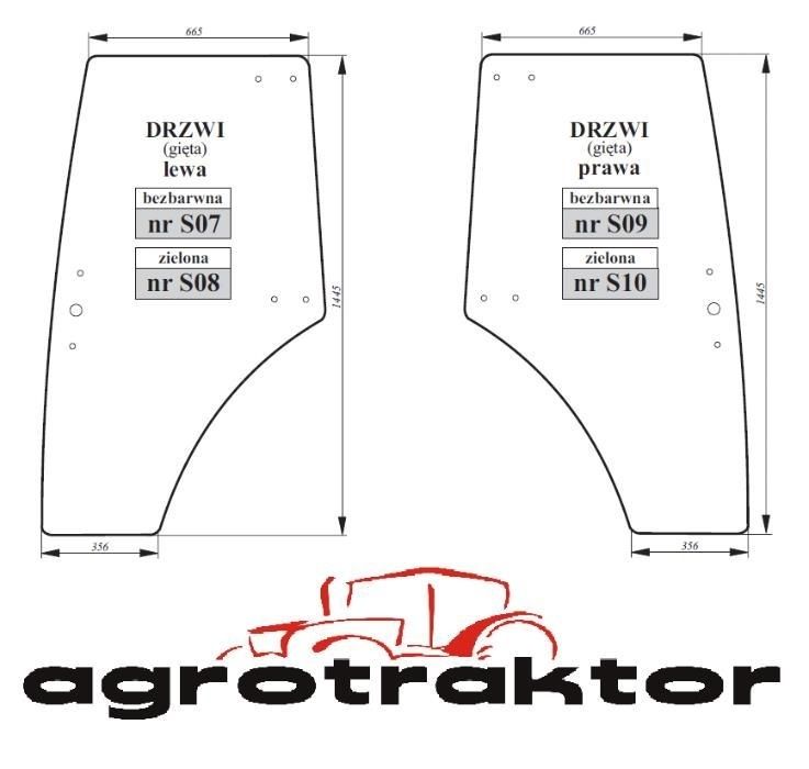 Szyba drzwi ZETOR Proxima Forterra 7341,7321,6341,6321,5341,5321,4341