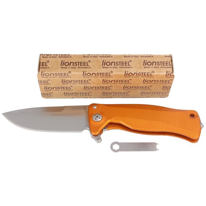 Nóż składany LionSteel SR11A Orange Aluminium, Satin Sleipner by Molle