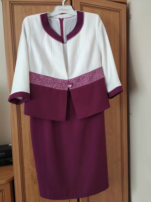 Sukienka z żakietem r. 46 XXL eleganka na specjalne okazje komunie chr
