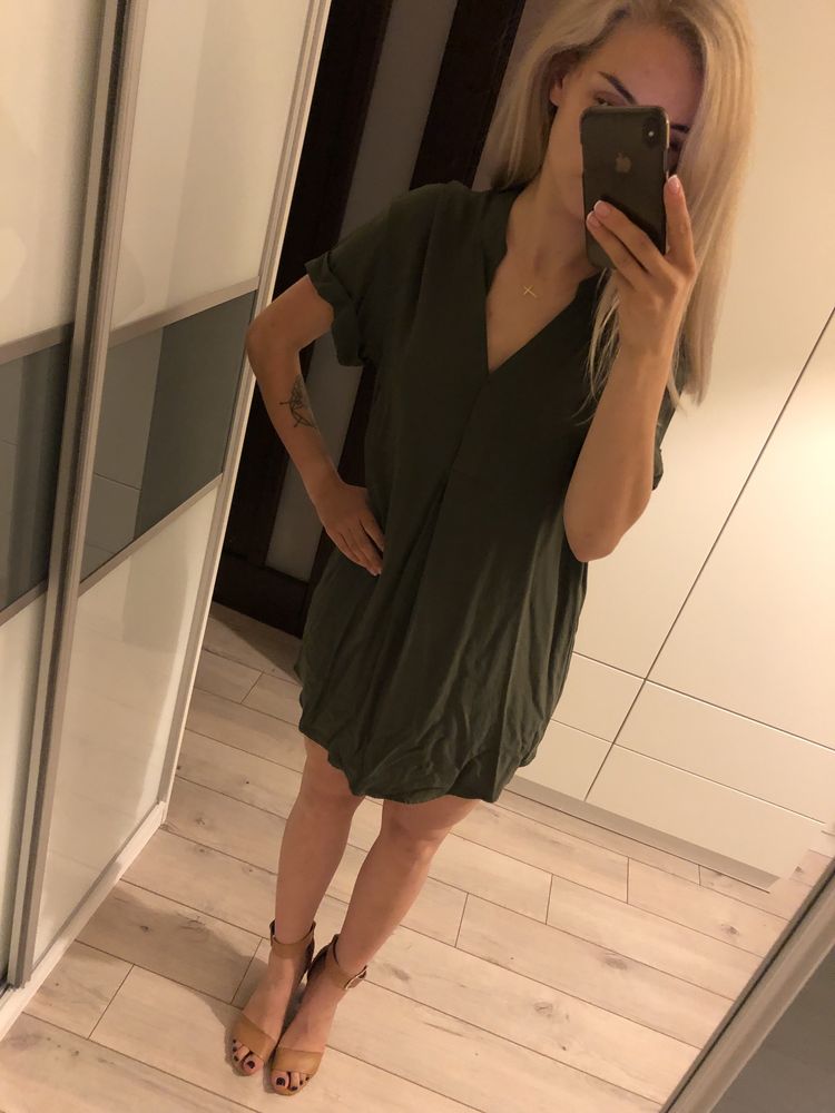 Khaki sukienka basic H&M