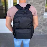 Мужской черный рюкзак портфель прочный универсальный