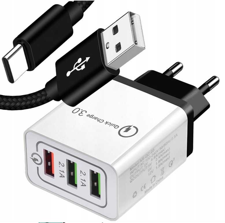 Zestaw Szybka mega ładowarka mocna sieciowa QC + kabel USB-C