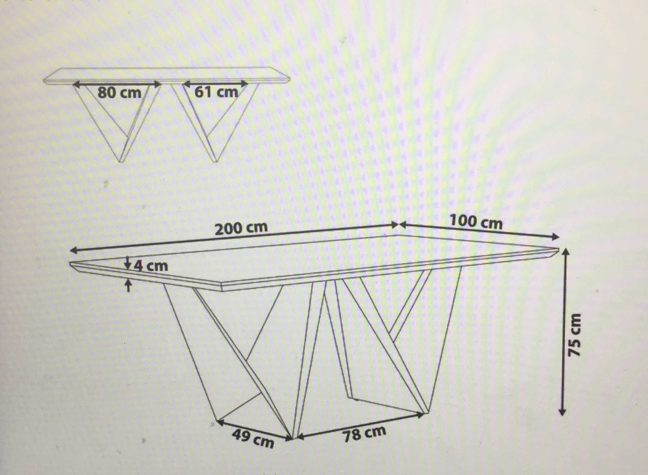Mesa Design V Original (200cm comprimento por 100cm / 0,75cm altura)