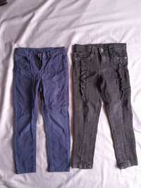 Spodnie dżinsowe jeansowe leginsy 110 2 sztuki