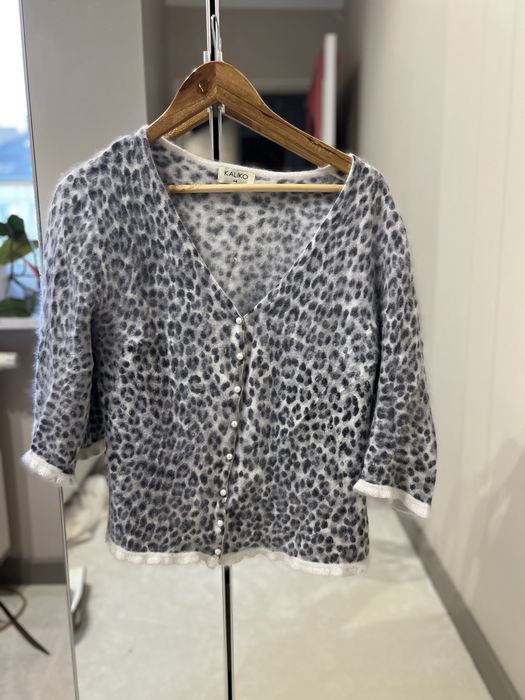 Angora sweter sweterek kardigan panterka pepard print zwierzący