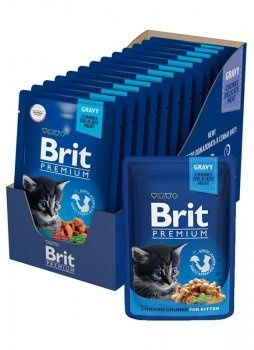 Вологий корм для котят Brit Premium Cat с курицей упаковка 24штх100г