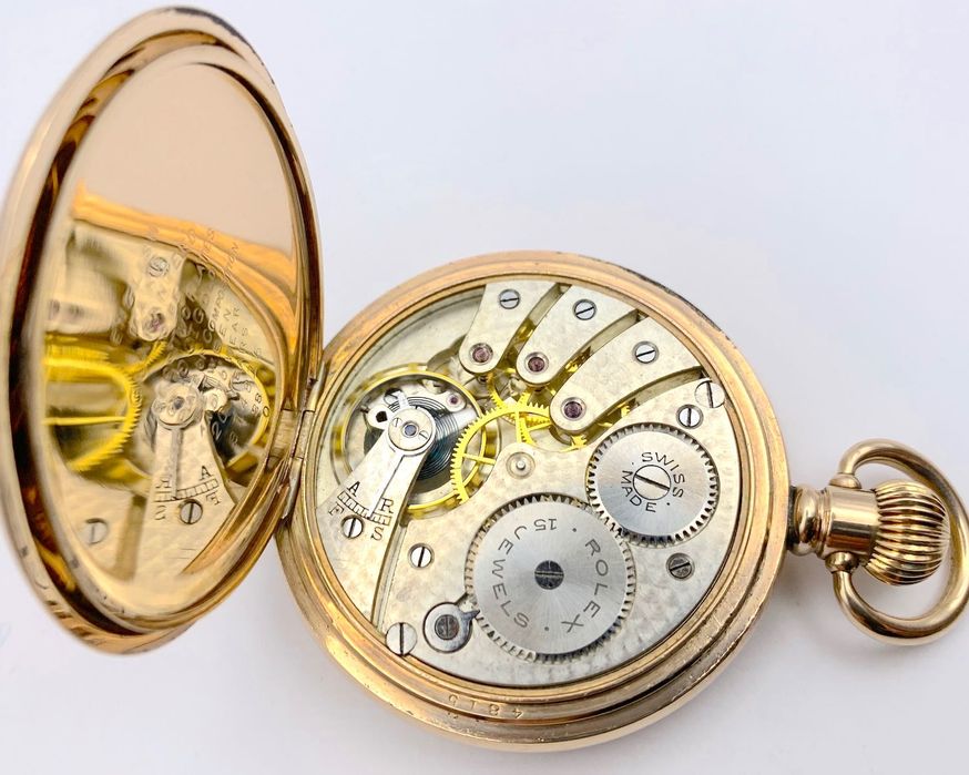 Oryginalny zegarek kieszonkowy Rolex złocony kryty
