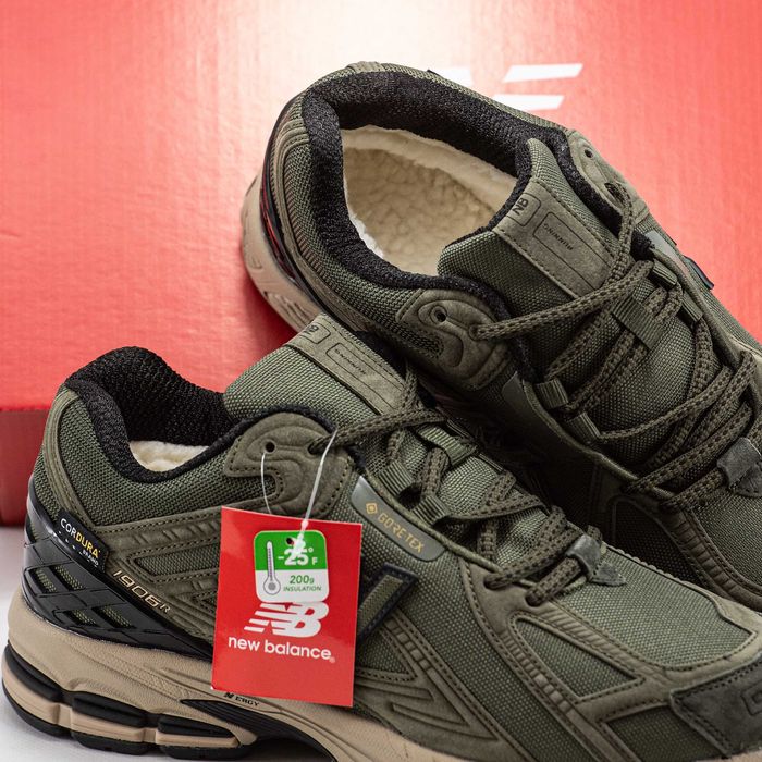 Мужские зимние кроссовки с мехом New Balance 1906R "Olive' 41-46