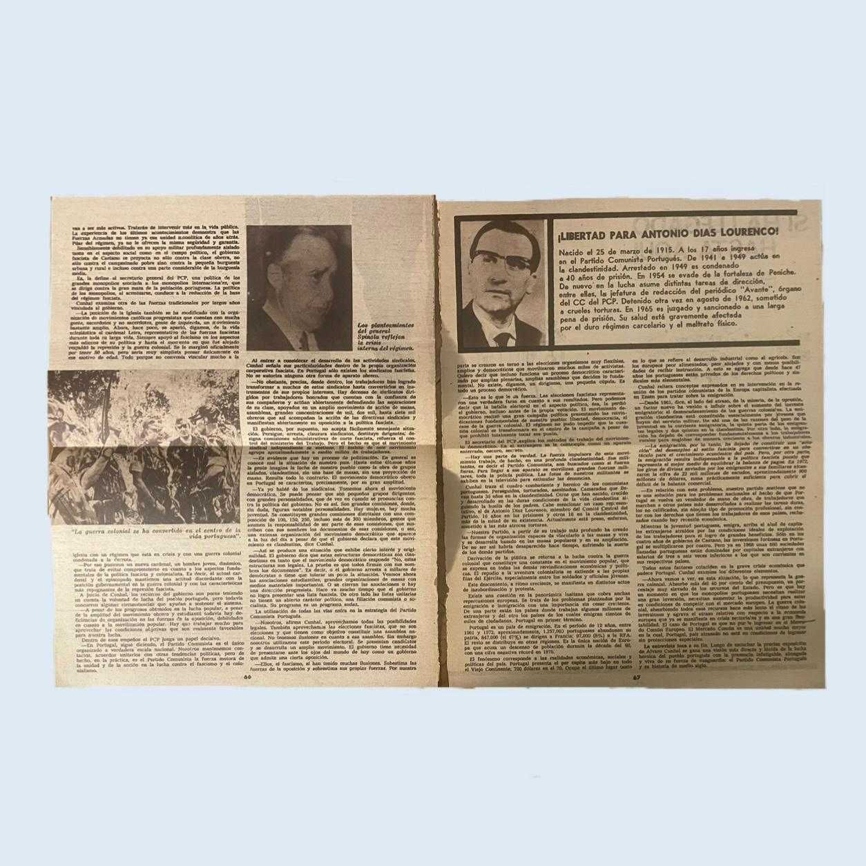 Artigo de Imprensa Entrevista Álvaro Cunhal por Fulvio Fuentes