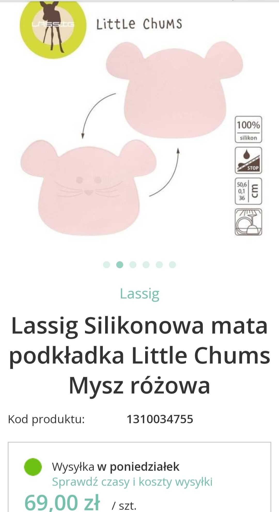 Silikonowa podkładka / mata niemieckiej firmy Lassig Little Chums mysz