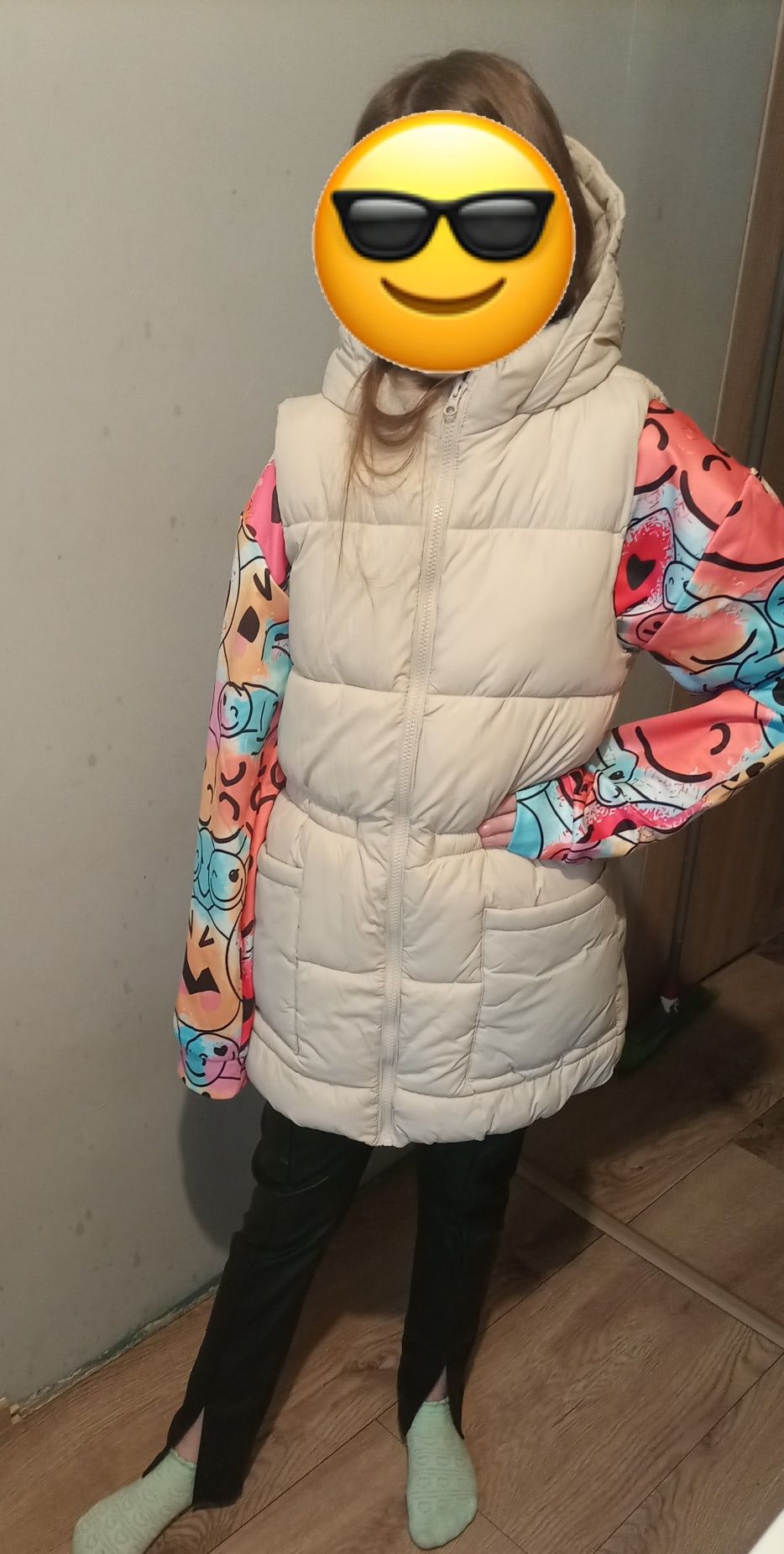 Kamizelka beżowa dziewczęca  170 cm Stan idealny  :)
