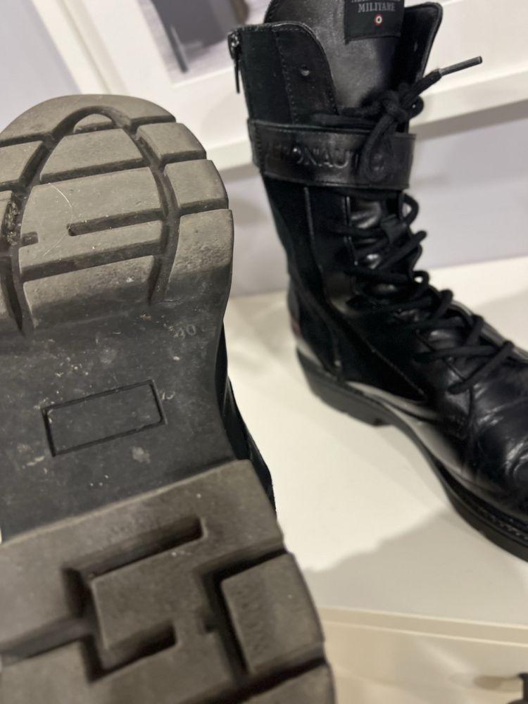 Aeronautica Militare trapery kozaki botki buty zimowe czarne militarne