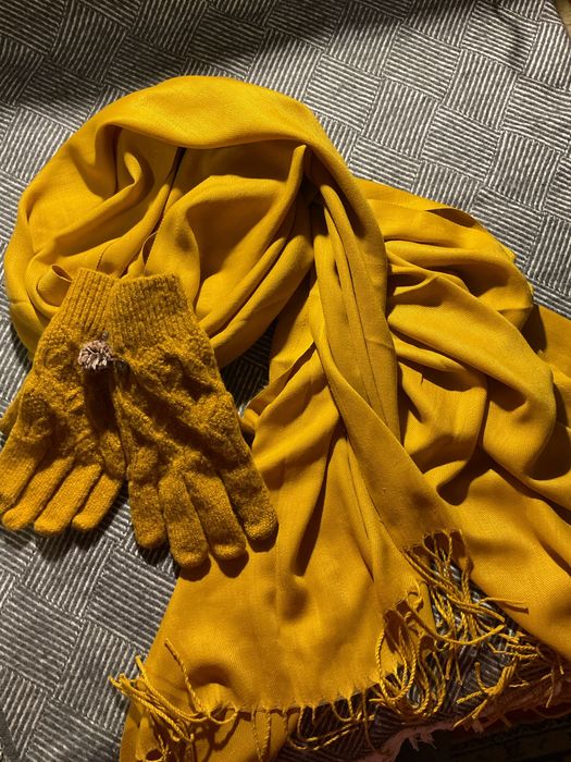Шарф палантин перчатки кашемiровий шарф з рукавичками