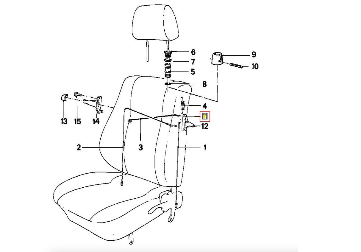 BMW E30 E24 Osłona uchwytu dźwigni zwalniania siedzenia czarna