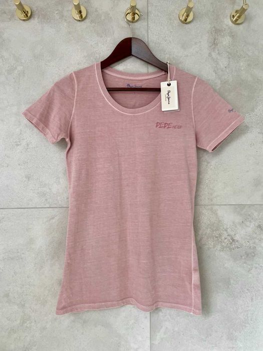 NOWA z metką koszulka tshirt bluzka Pepe Jeans S 36 pudrowy róż różowy