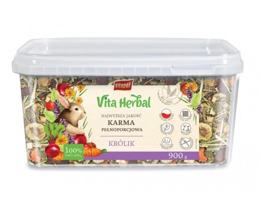 Vita Herbal karma pełnoporcjowa dla królika, wiaderko, 900g