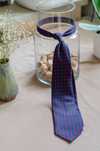 Sartorialny krawat 100% jedwab, made in UK, M&S, dots, granat w grochy