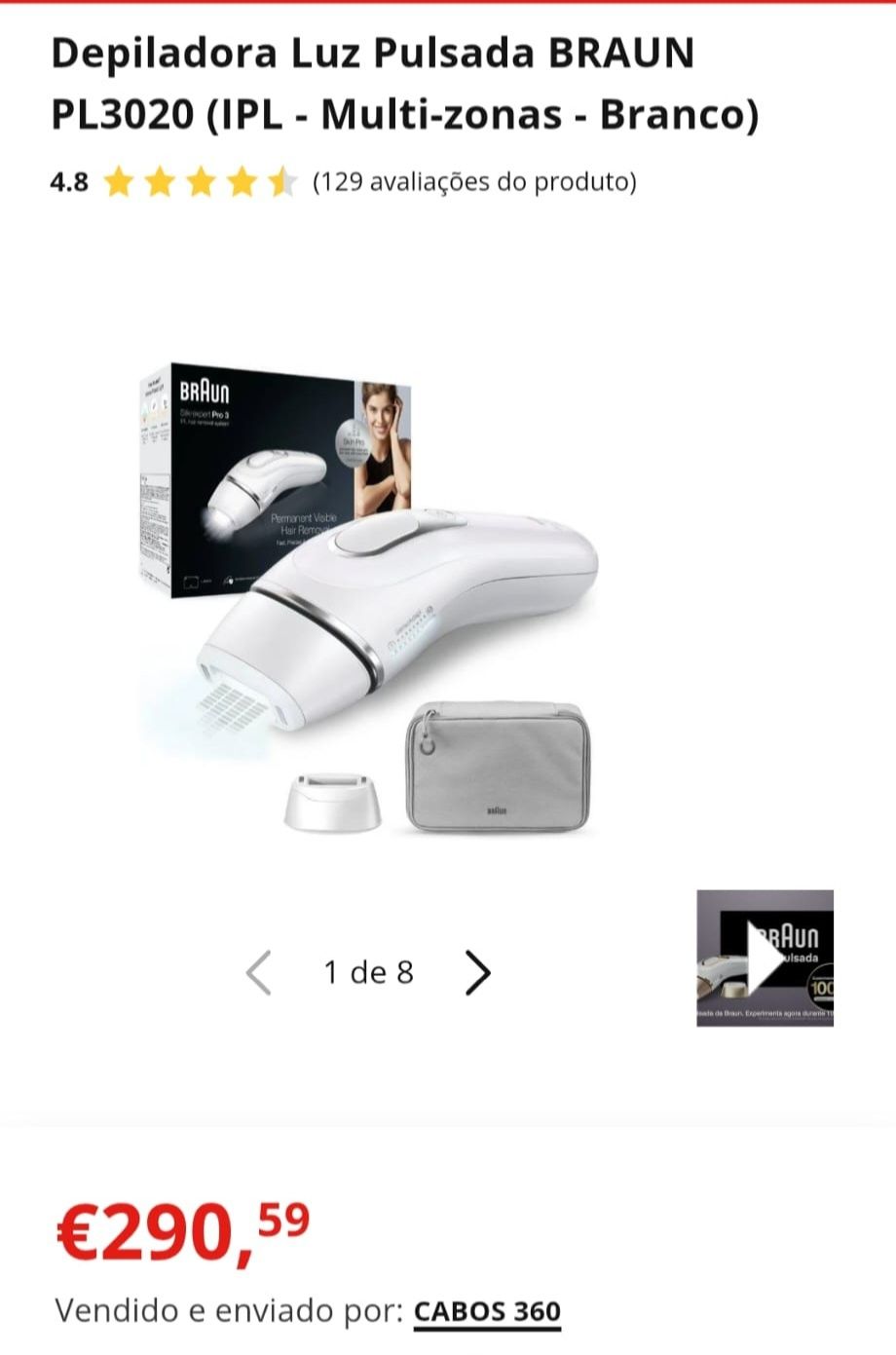 Depiladora luz pulsada Braun