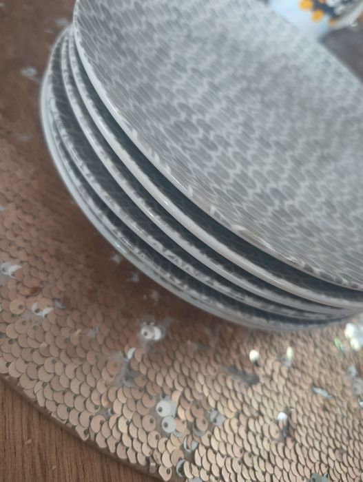 Talerze deserowe actuel szaro-białe 19 cm 6 szt