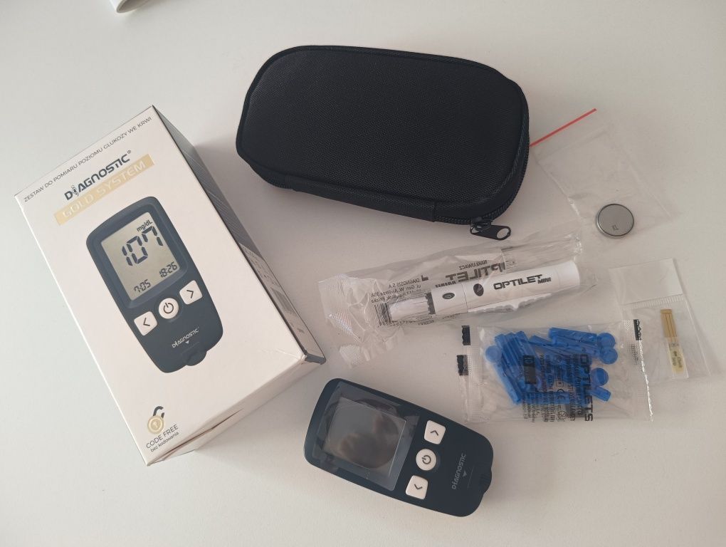 NOWY Glukometr DIAGNOSTIC GOLD SYSTEM pomiar glukozy we krwi