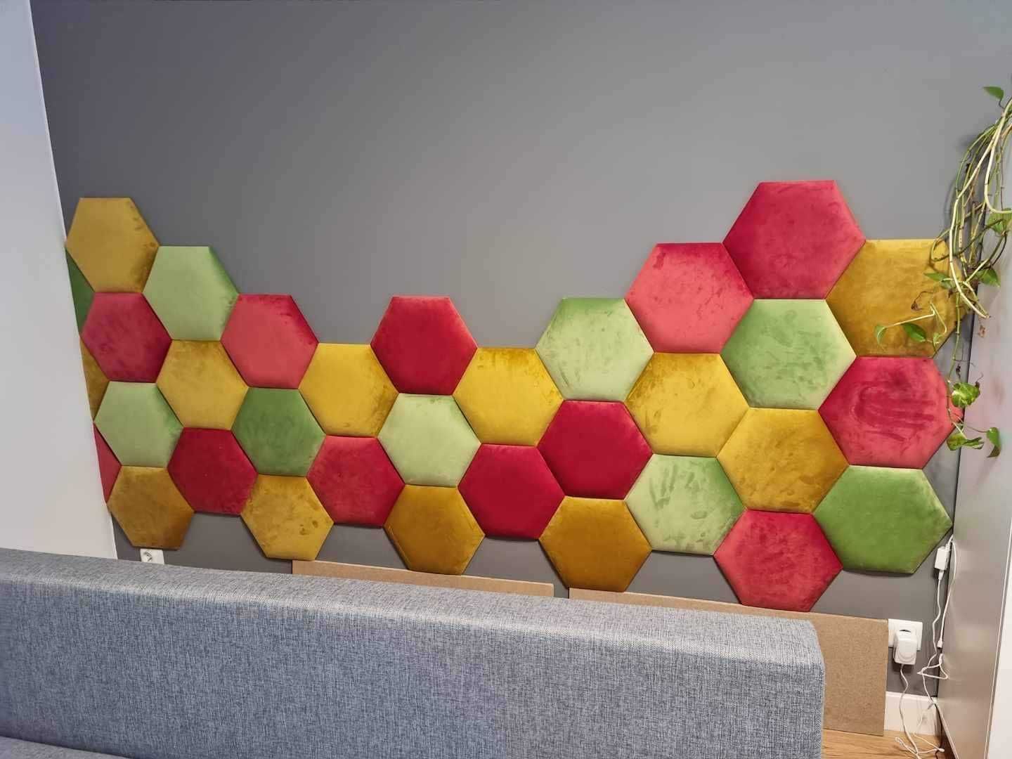 heksagon Panele tapicerowane wnęki ścianki sypialnie na wymiar