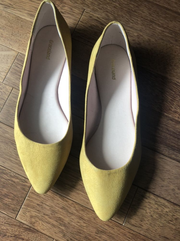 Baleriny damskie zolte