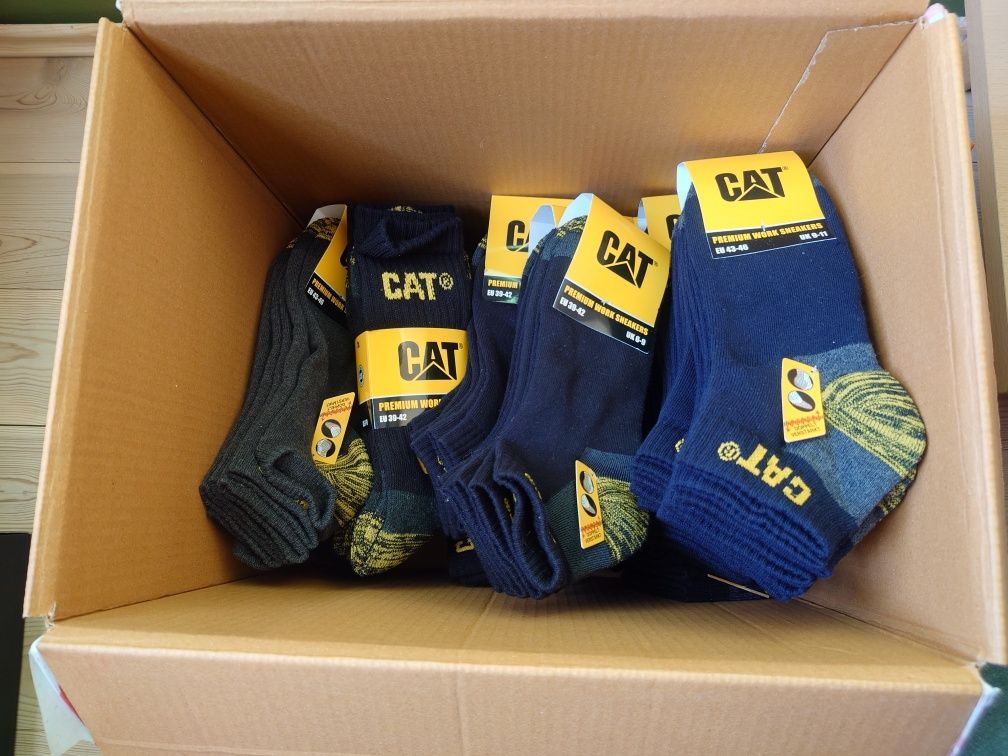 2kpl Skarpetki Robocze CAT 43-46 szare Caterpillar krótkie 3pary Mocne