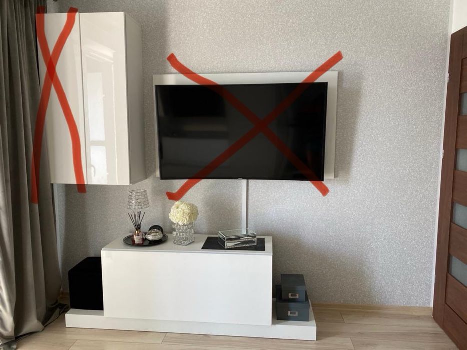 Meblościanka komplet szafek biały połysk zestaw meble salonu sypialni