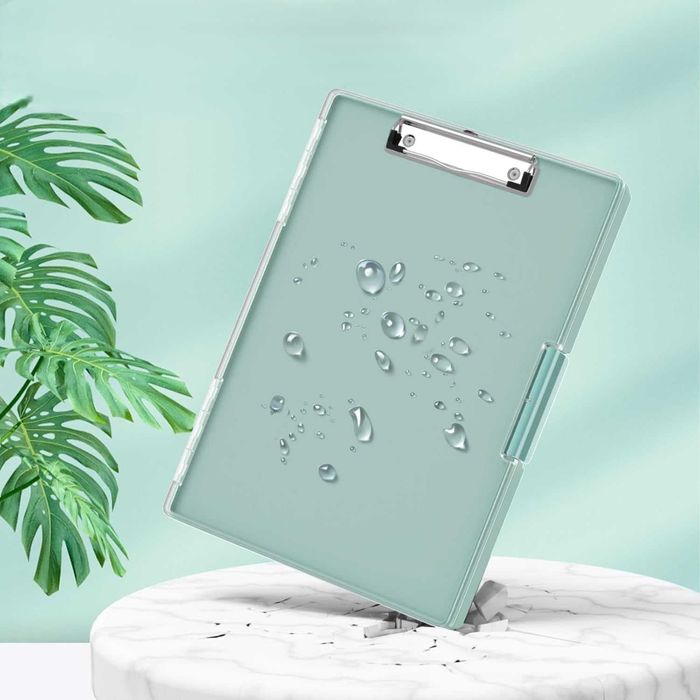 Clipboard Teczka z przechowywaniem A4, przezroczysty panel miętowy
