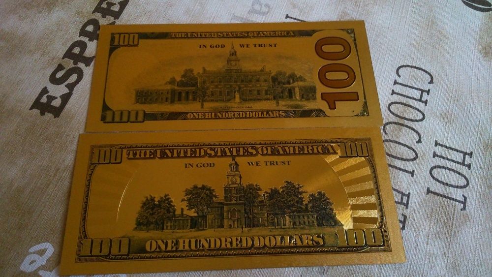 100 Dolarów (złote) - zestaw 2 banknotów. Super.