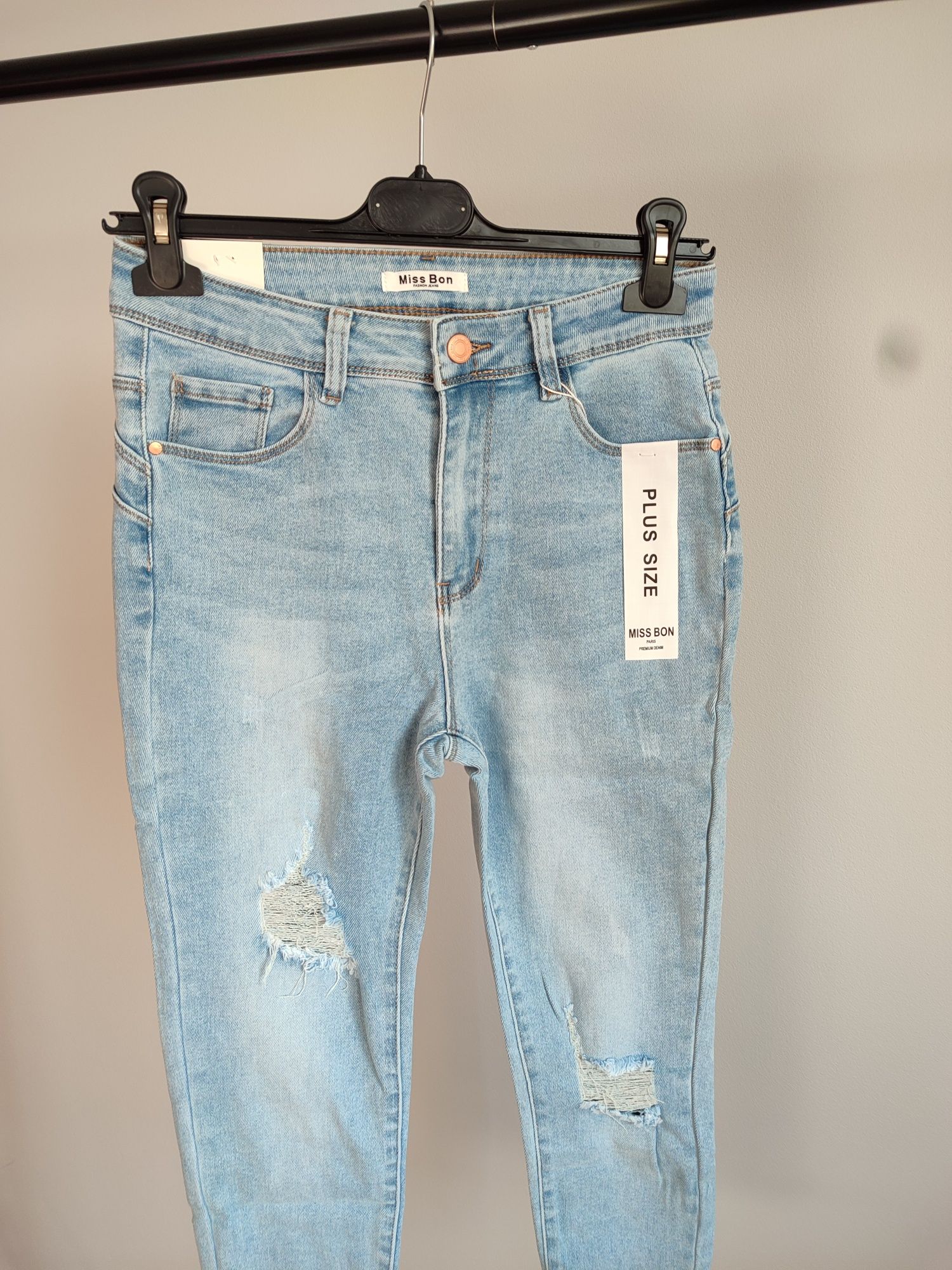 Jasne jeansy PUSH UP elastyczne wysoki stan 38/40/42/44/46/48