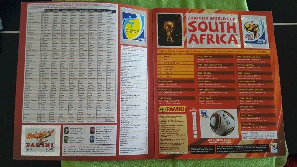 Caderneta completa de cromos Futebol África do Sul 2010