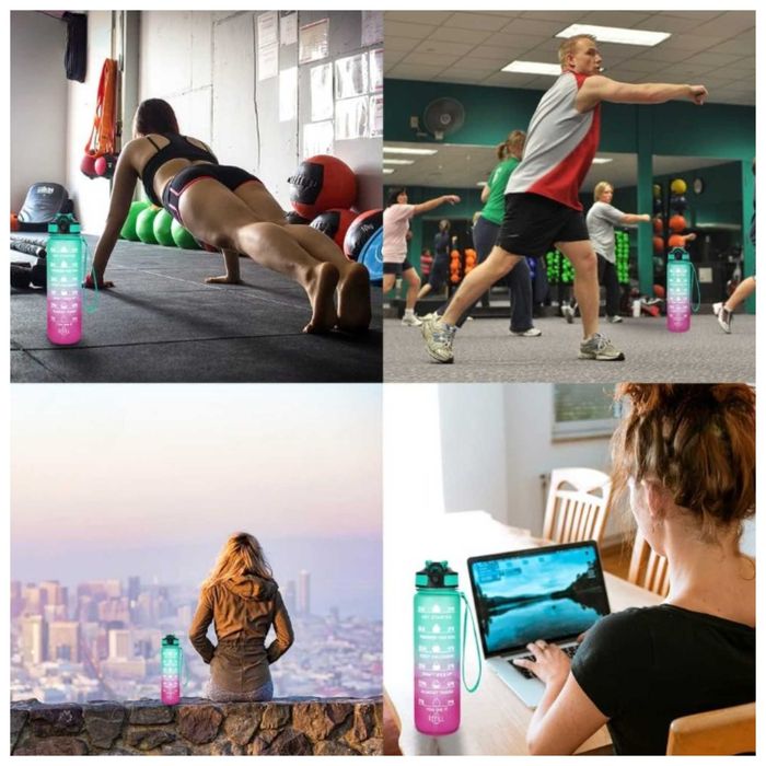 Butelka Motywacyjna Na Wodę 1L Bidon Sportowy z Podziałką i Miarką XXL