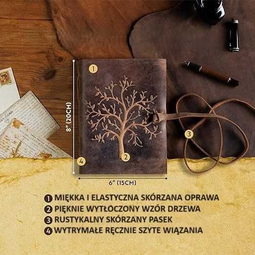 Notes Skórzany VINTAGE notes retro bawełniane kartki 240 stron