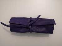 Skórzany portfel  sakiewka fioletowy