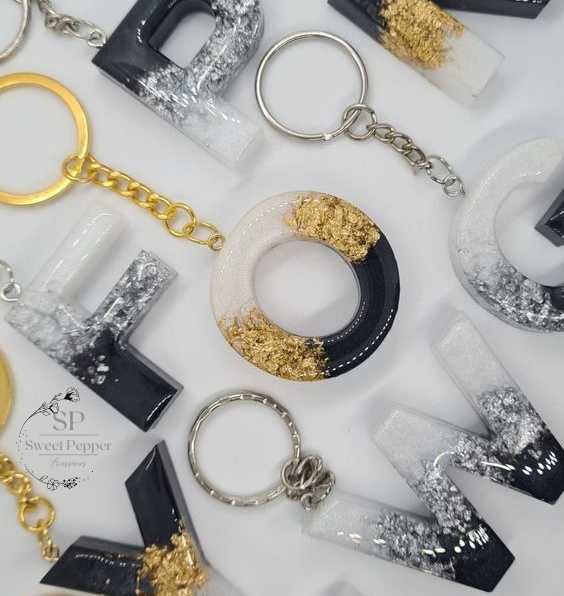 Letra Porta-chaves Personalizados em Resina Epóxi