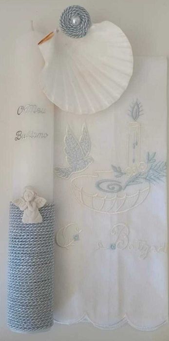 Conjunto Batismo (Vela, Toalha e Concha)
