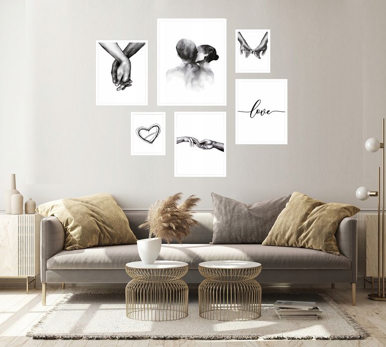 6x obrazy w ramie plakaty ramka RĘCE DŁONIE MIŁOŚĆ