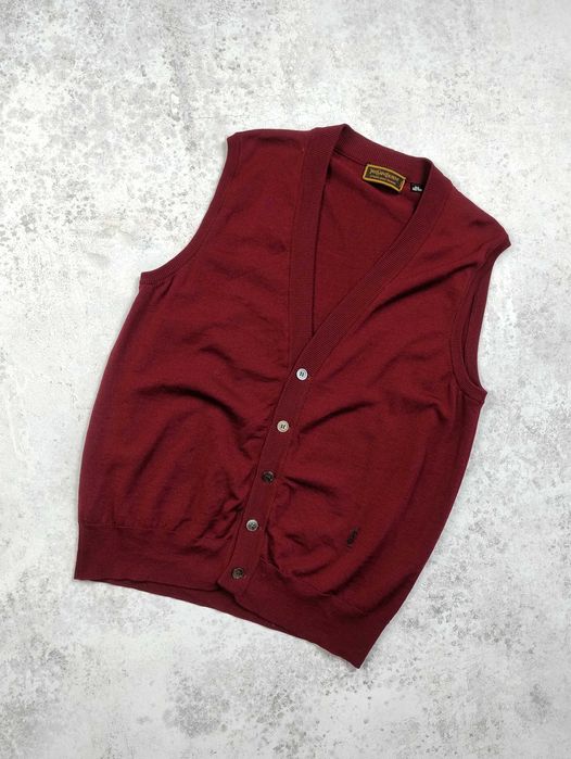 Yves Saint Laurent burgundowa kamizelka sweter wełniany vintage