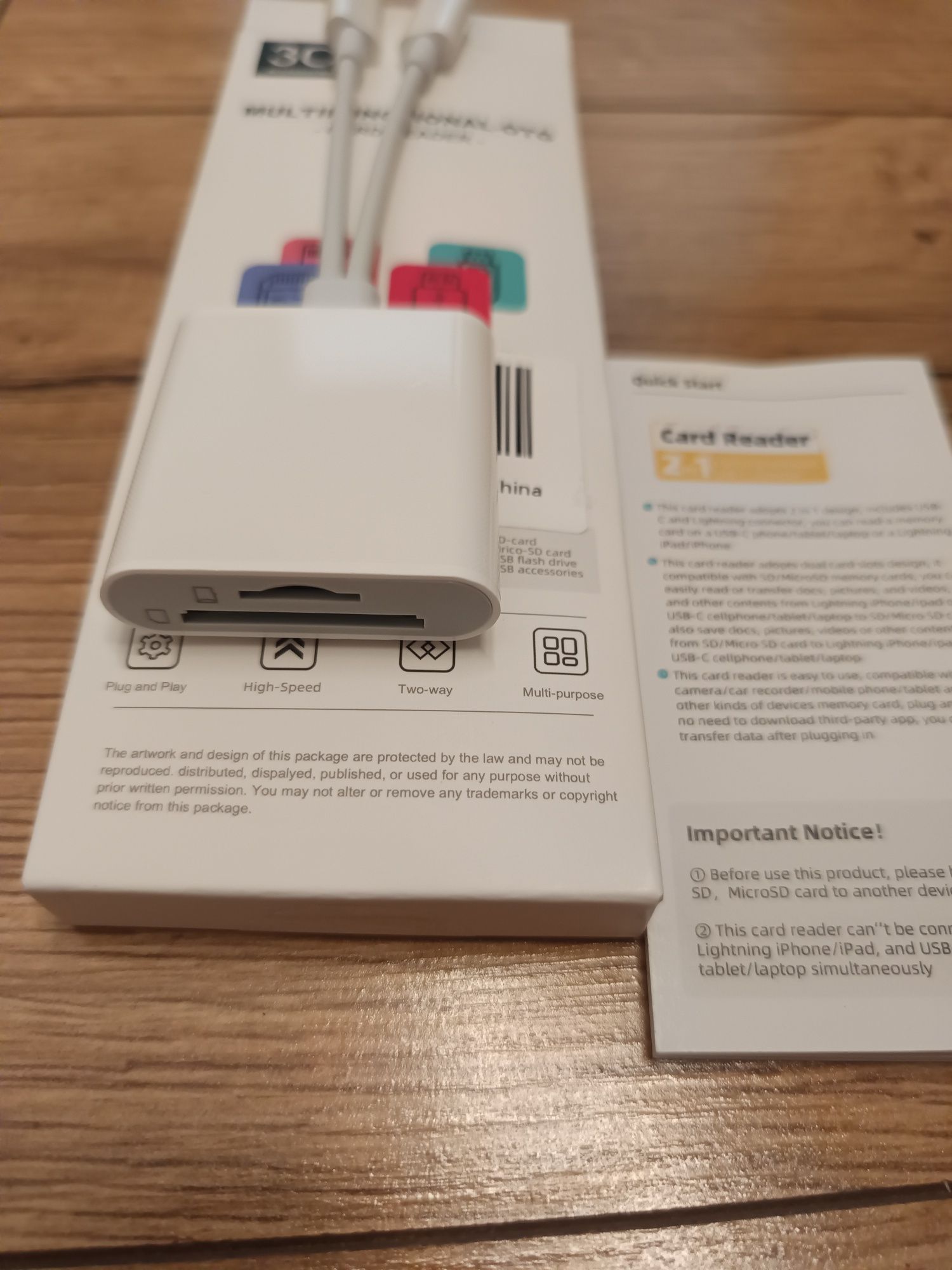 Czytnik kart pamięci 2in1 USB C i Lightning