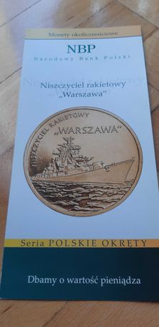 folder do monety Niszczyciel rakietowy ,,Warszawa ,,