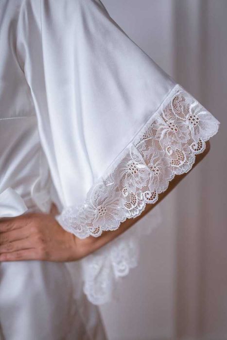 Szlafrok damski/ślubny Bohomoss Luna - ecru, satynowy